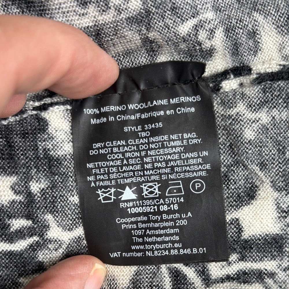 Tory Burch Merino Wool Black and White Long Sleeve Top - Picture 5 of 5